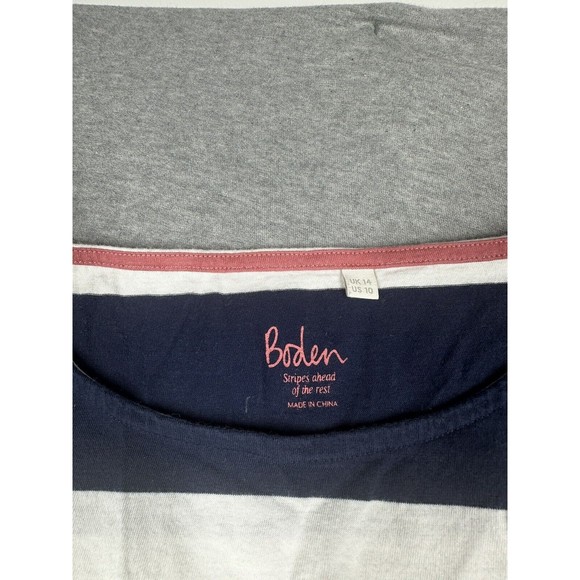 Boden 100% Cotton Stripes Ahead of the Rest Navy  & White Striped‎ Shirt Size 10 - Picture 6 of 9